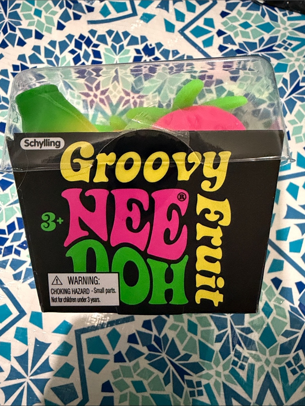 AUTHENTIC Schylling Groovy NeeDoh Fruit Stress Toy - Pink & Green